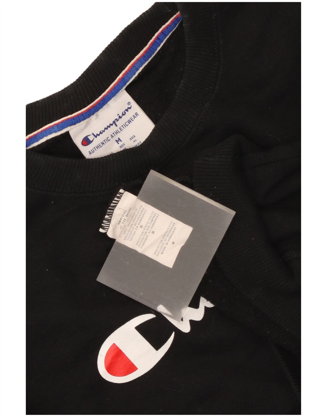 Champion Womens Graphic Sweatshirt Jumper UK 14 Medium Black Cotton