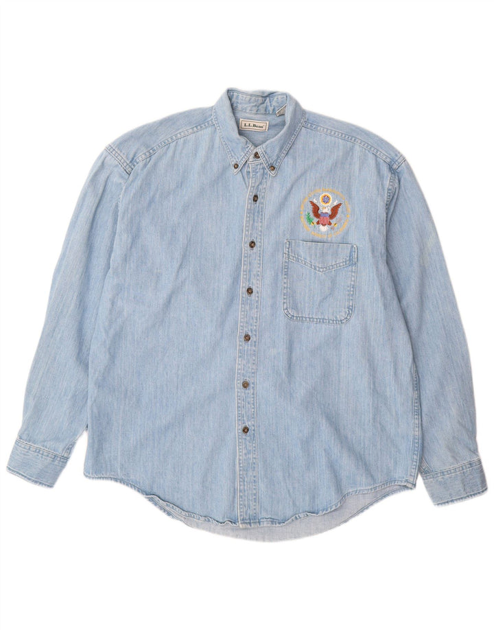 L.L.Bean Mens Denim Shirt Large Blue Cotton