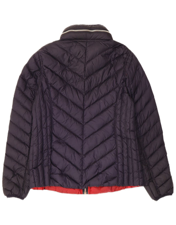 Michael Kors Womens Hooded Padded Jacket UK 14 Medium Navy Blue Polyester