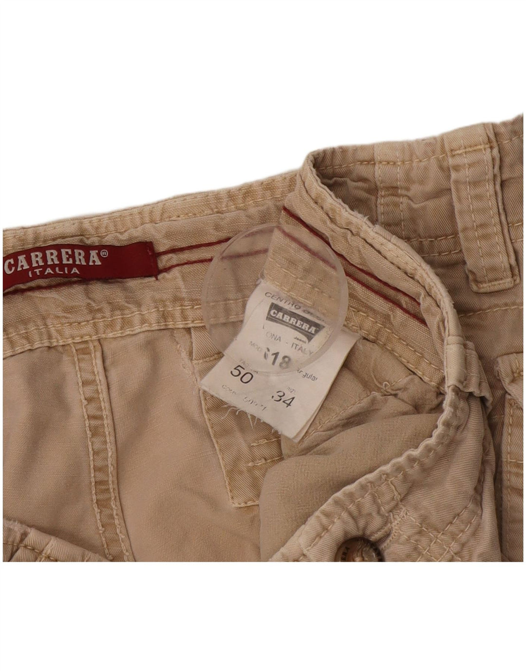 Carrera Mens 618 Cargo Shorts IT 50 Large W34 Beige Cotton