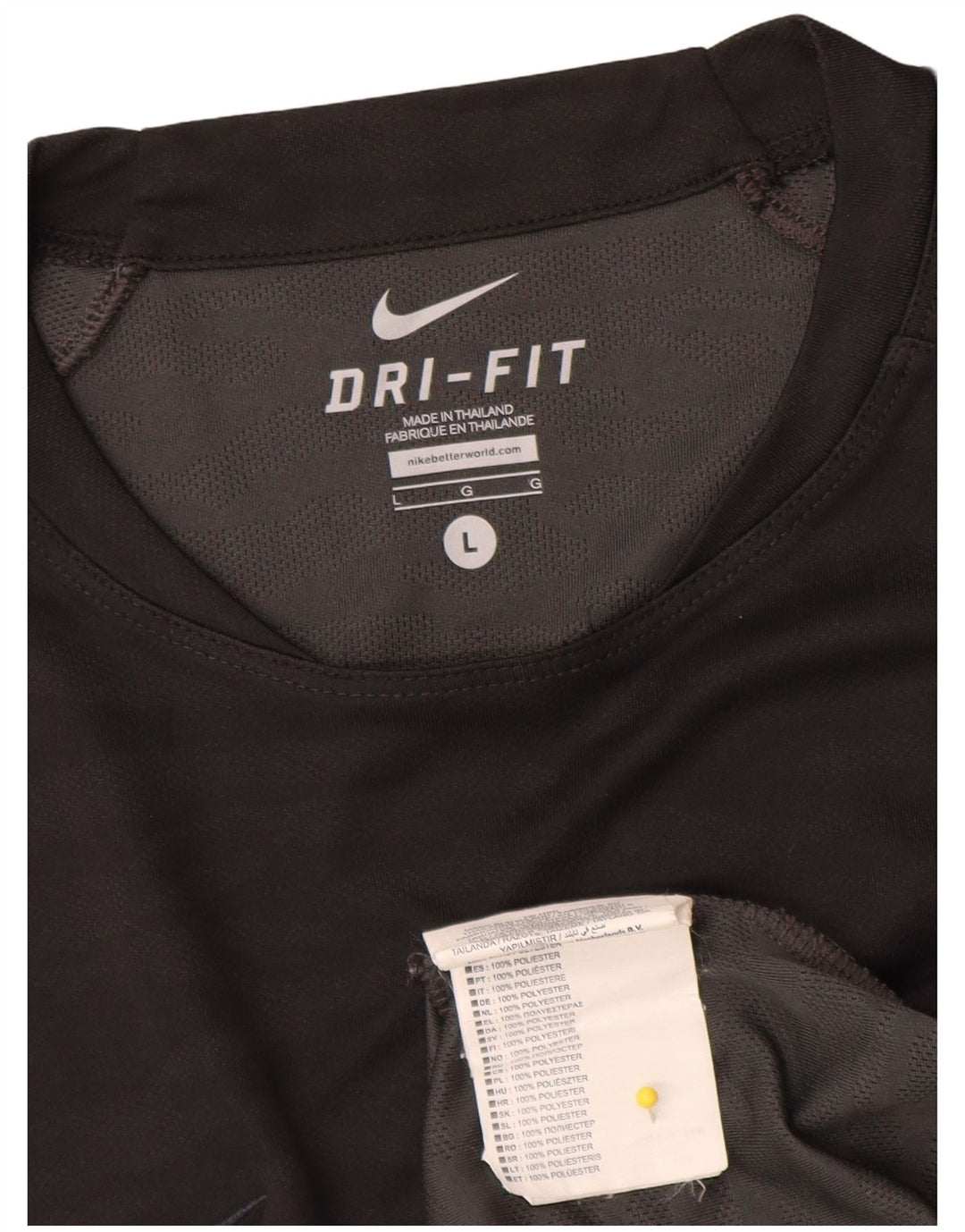 Nike Mens Dri Fit T-Shirt Top Large Black Polyester