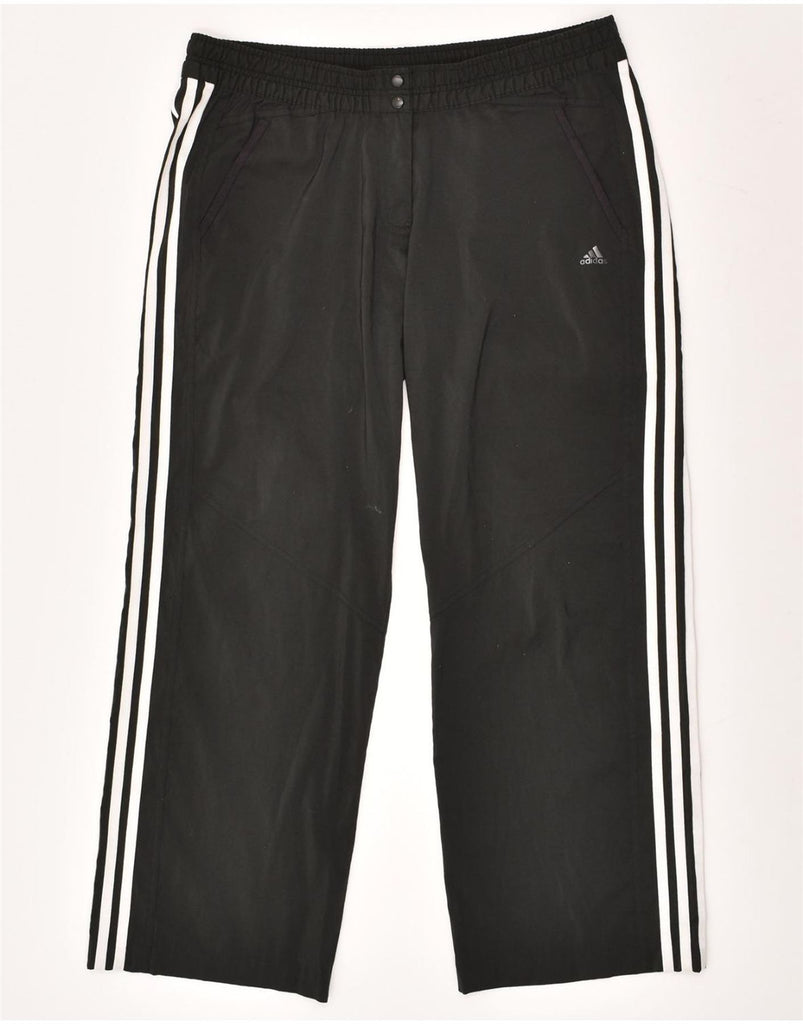 ADIDAS Womens Climalite Tracksuit Trousers UK 14 Large Black Polyester | Vintage Adidas | Thrift | Second-Hand Adidas | Used Clothing | Messina Hembry 