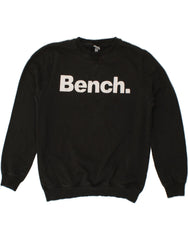 BENCH Mens Graphic Sweatshirt Jumper Large Black Cotton