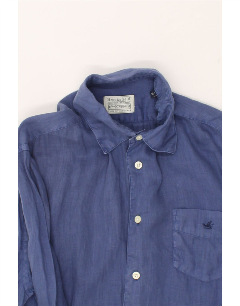 BROOKSFIELD Mens Loose Fit Shirt Size 41 Medium Blue | Vintage Brooksfield | Thrift | Second-Hand Brooksfield | Used Clothing | Messina Hembry 