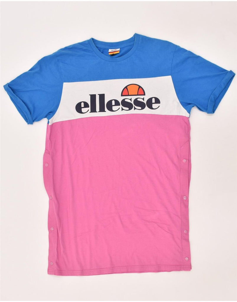 ELLESSE Womens Loose Fit Graphic T-Shirt Dress UK 10 Small Pink | Vintage Ellesse | Thrift | Second-Hand Ellesse | Used Clothing | Messina Hembry 