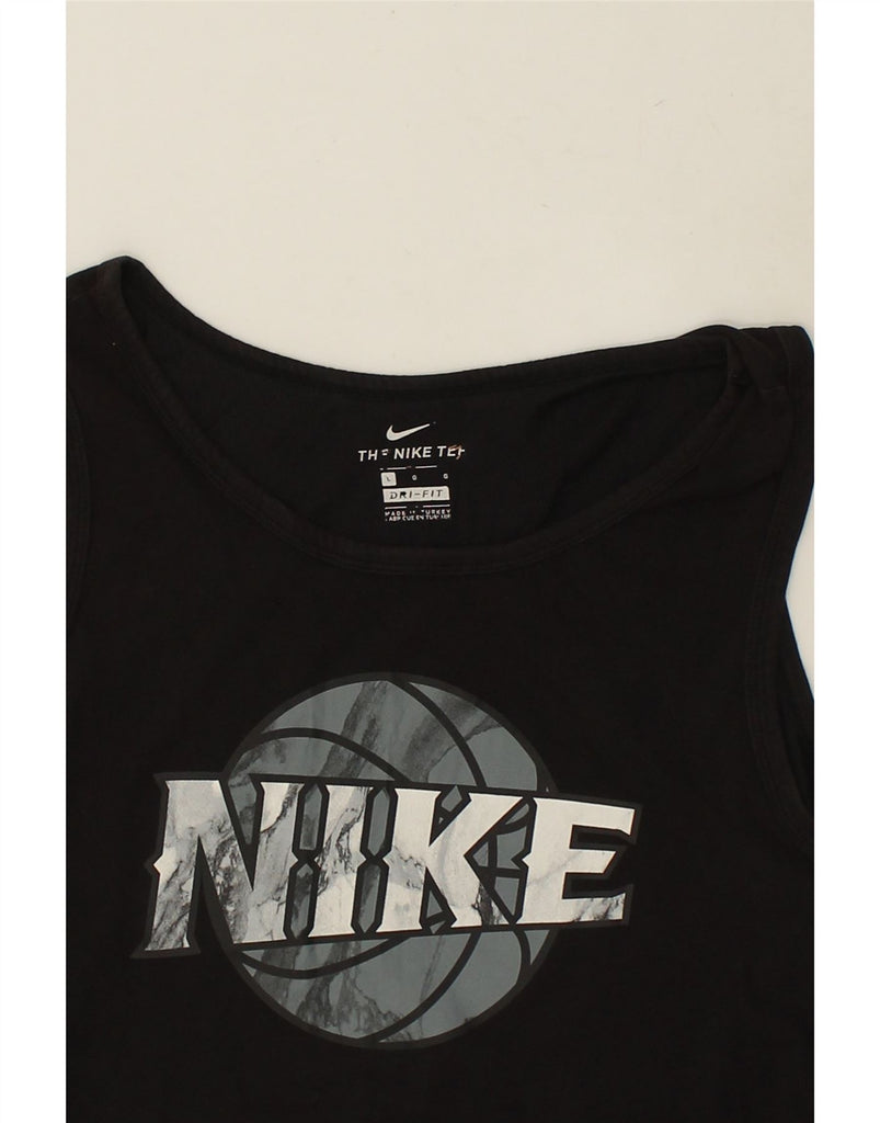 NIKE Mens Dri Fit Graphic Vest Top Large Black Cotton | Vintage Nike | Thrift | Second-Hand Nike | Used Clothing | Messina Hembry 