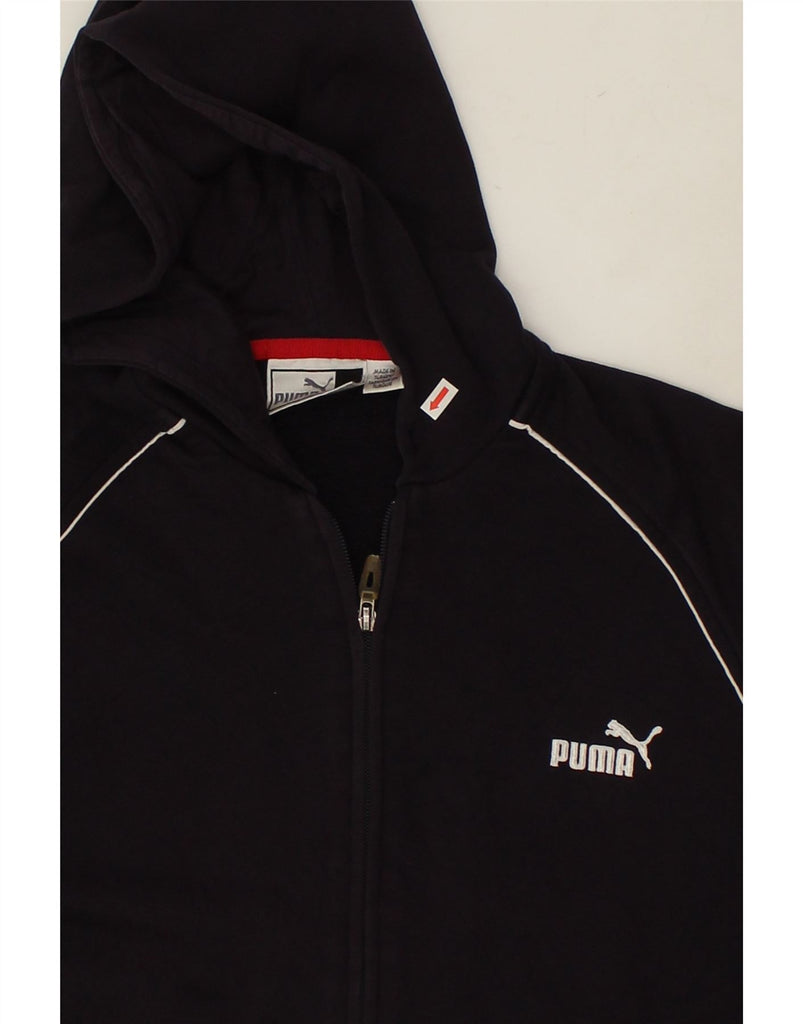 PUMA Mens Graphic Zip Hoodie Sweater Medium Navy Blue | Vintage Puma | Thrift | Second-Hand Puma | Used Clothing | Messina Hembry 