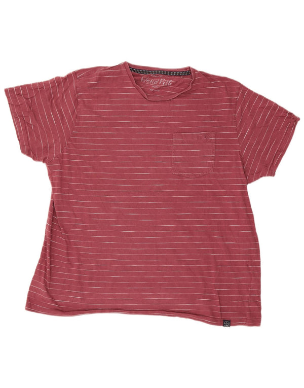 Weird Fish Mens T-Shirt Top 2XL Red Pinstripe Cotton