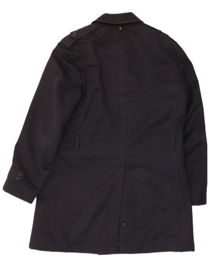 Boggi Mens Trench Coat IT 50 Large Navy Blue Cotton