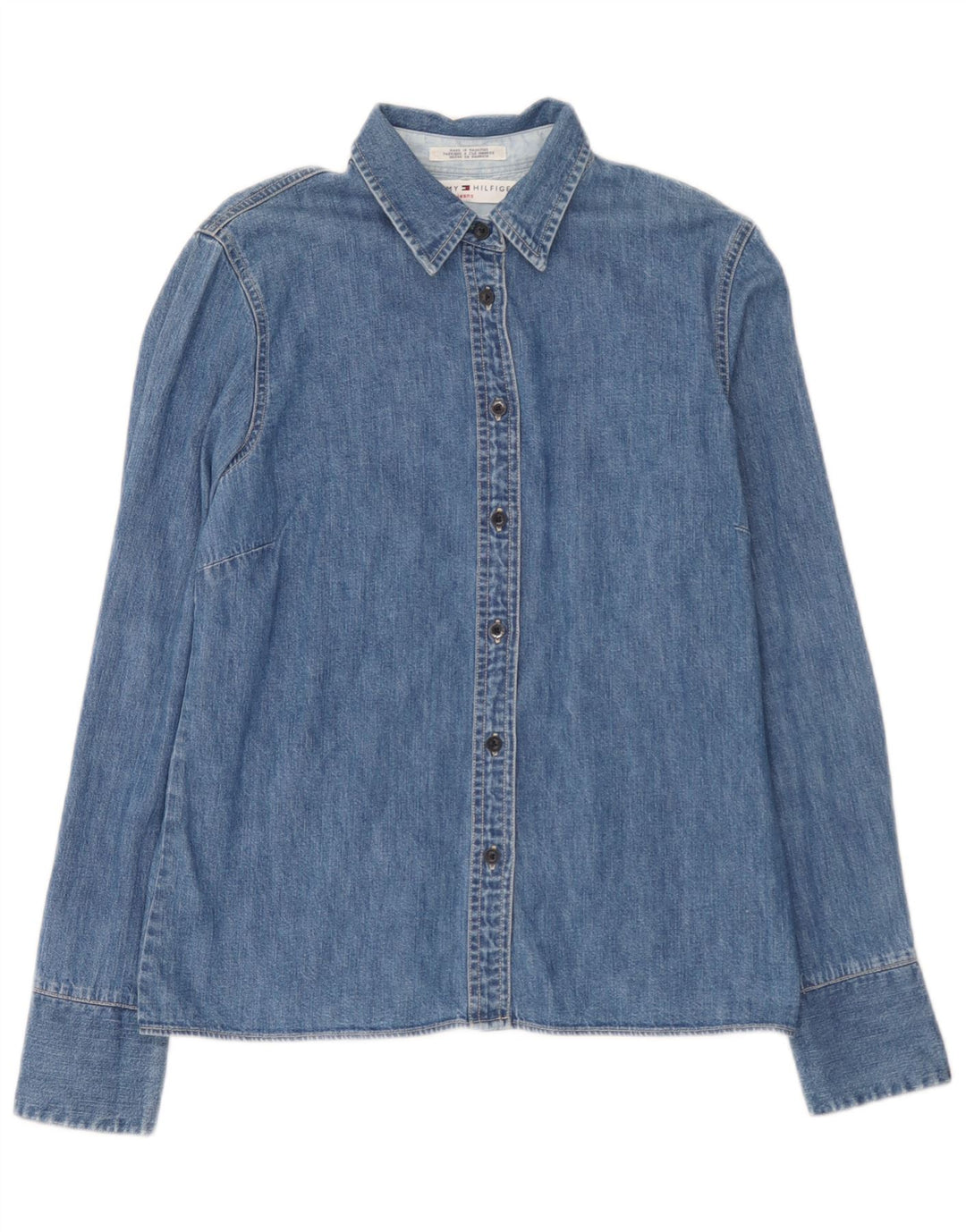 Tommy Hilfiger Womens Denim Shirt UK 12 Medium Blue Cotton
