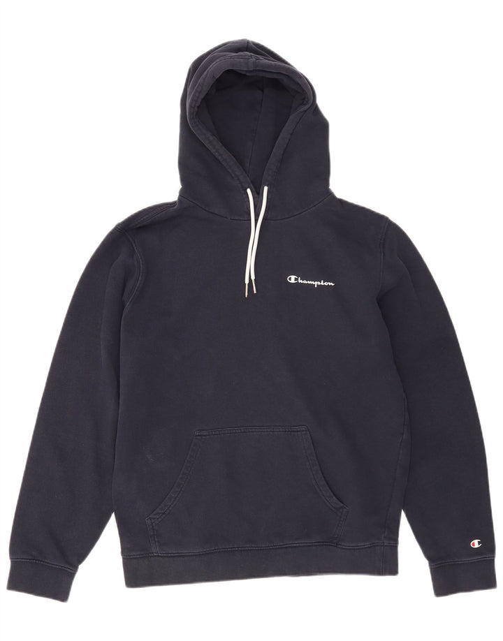 Champion Mens Hoodie Jumper Medium Navy Blue Cotton