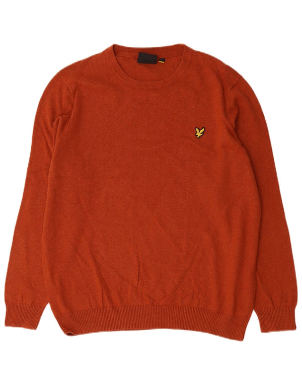 Lyle & Scott Mens Boat Neck Jumper Sweater 2XL Orange Cotton
