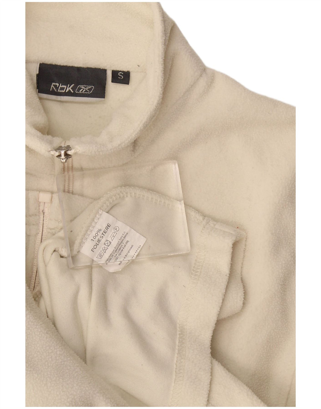 Reebok Womens Fleece Jacket UK 10 Small Off White Polyester