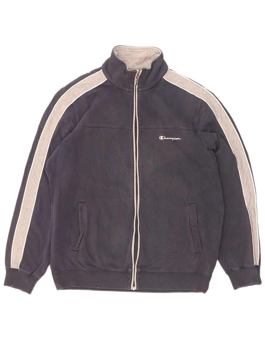 Champion Mens Tracksuit Top Jacket Large Navy Blue Colourblock Cotton