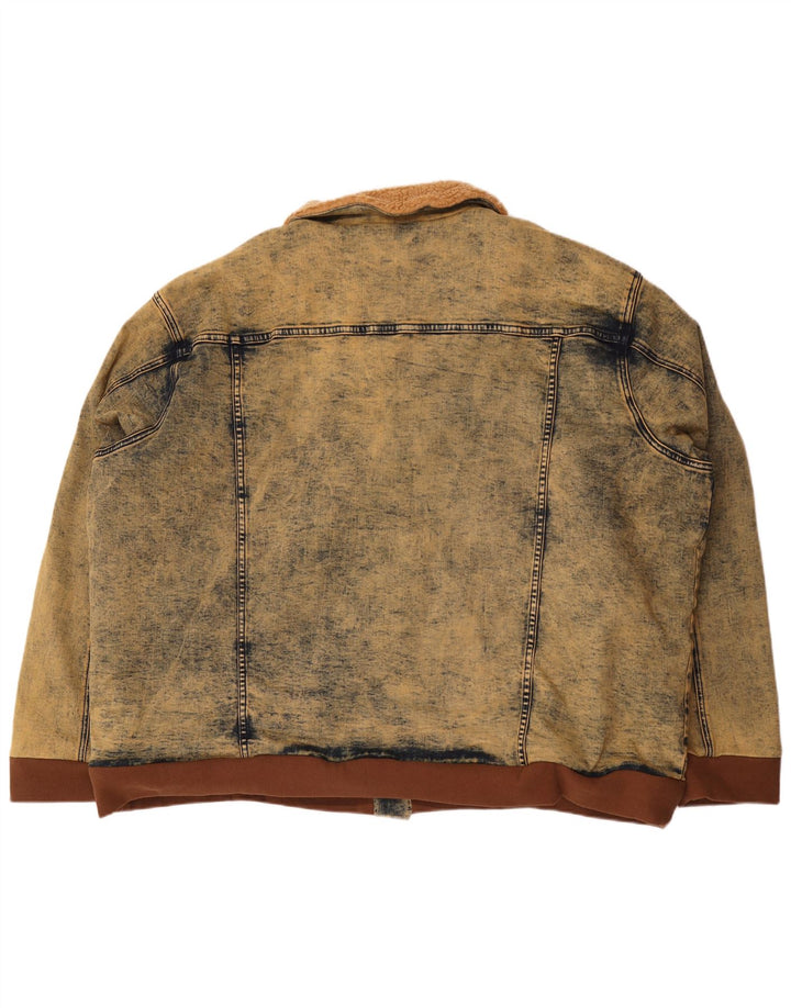 EMP Mens Denim Jacket UK 60 5XL Brown Cotton
