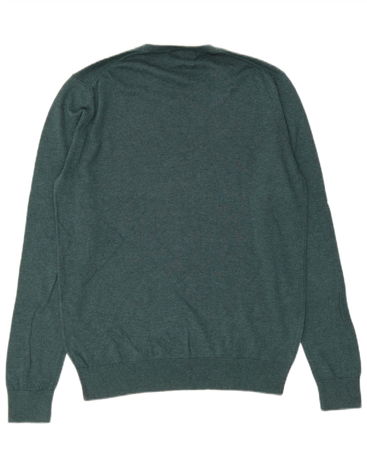 Zara Mens Crew Neck Jumper Sweater Medium Green Silk