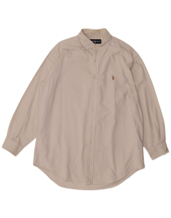 Ralph Lauren Mens Yarmouth Shirt Size 16 Large Off White Cotton