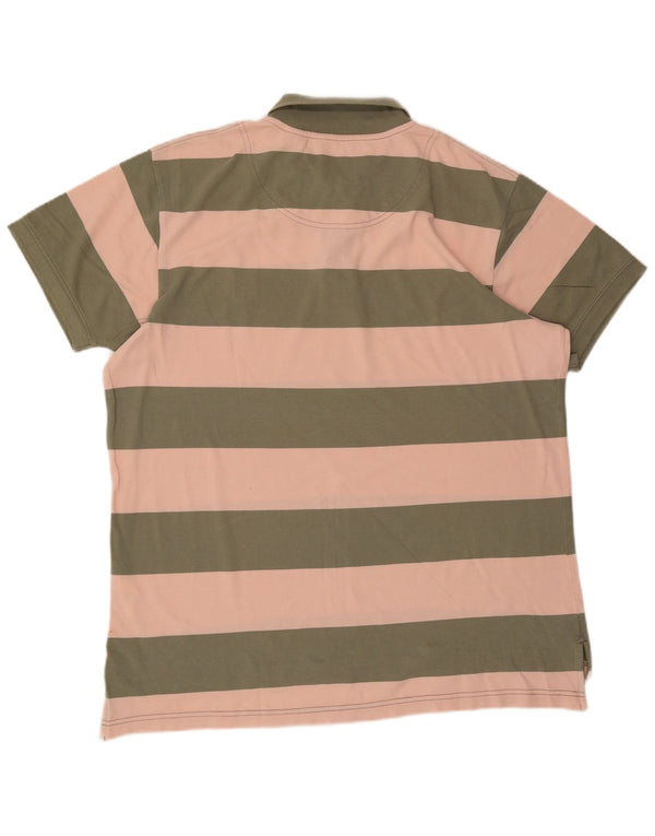 Timberland Mens Polo Shirt 2XL Green Striped Cotton