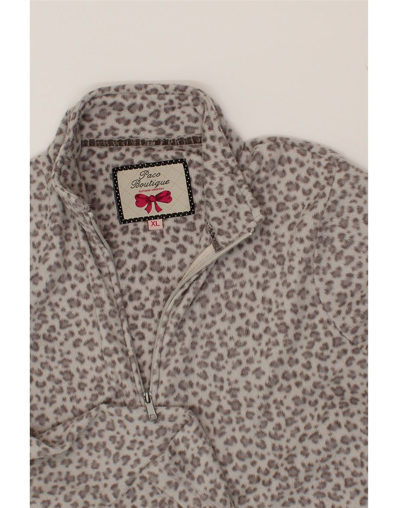 PACO BOUTIQUE Womens Fleece Jacket UK 18 XL Grey Floral Polyester Vintage Paco Boutique and Second-Hand Paco Boutique from Messina Hembry 