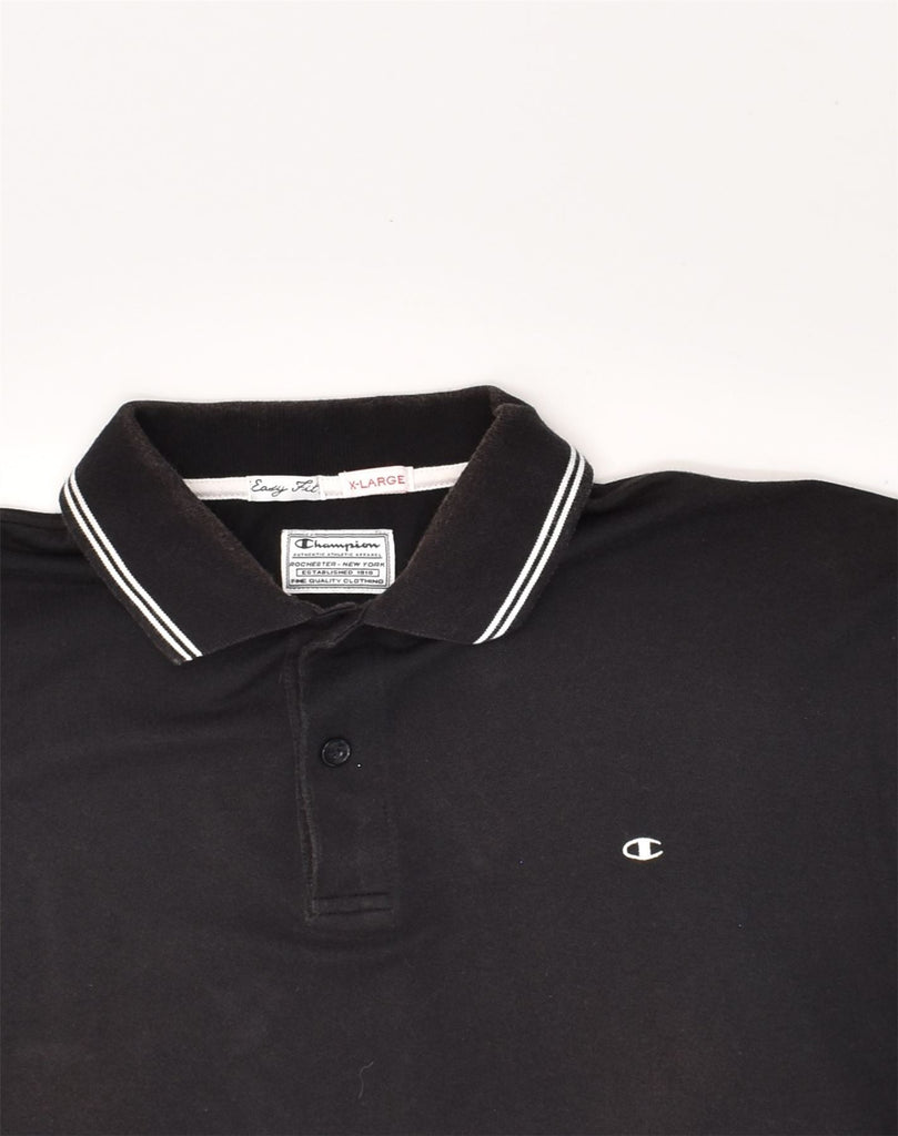 CHAMPION Mens Polo Shirt XL Black | Vintage Champion | Thrift | Second-Hand Champion | Used Clothing | Messina Hembry 