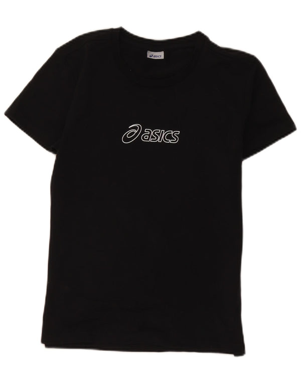 Asics Womens Graphic T-Shirt Top UK 14 Large Black Cotton