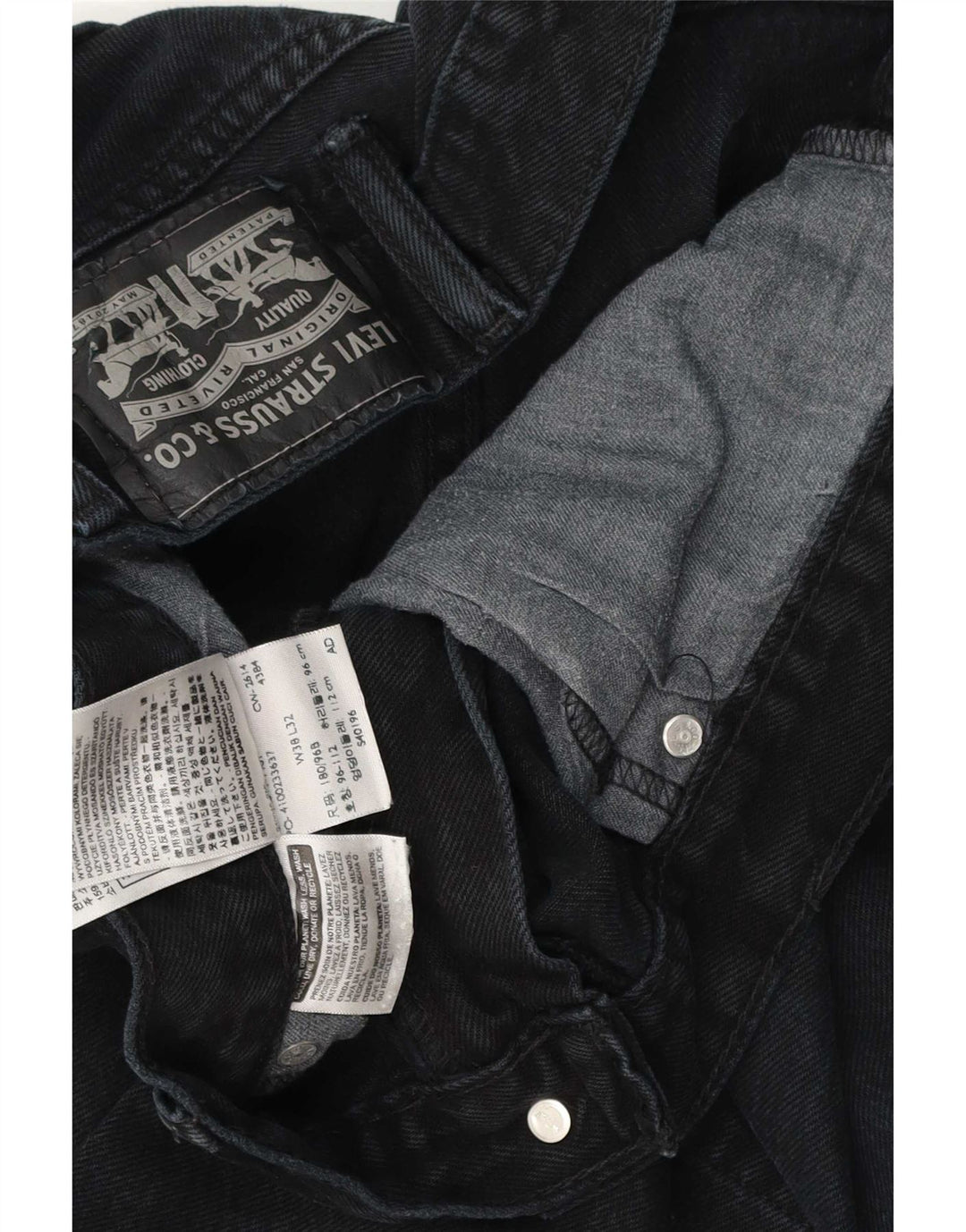Levi's Mens Distressed Straight Jeans W38 L32 Black Cotton