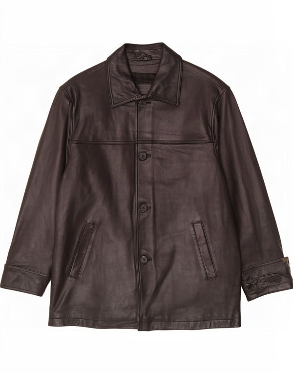 Vintage Mens Loose Fit Leather Jacket UK 36 Small Black