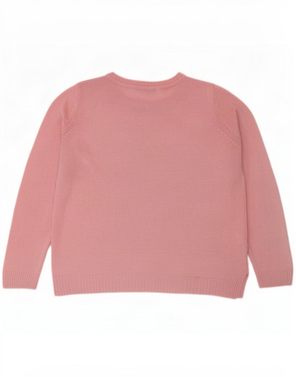 Marks & Spencer Womens Graphic Boat Neck Jumper Sweater UK 16 Large Pink