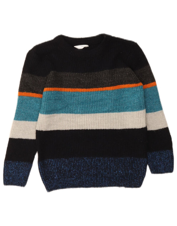 Marks & Spencer Boys Boat Neck Jumper Sweater 5-6 Years Navy Blue Striped