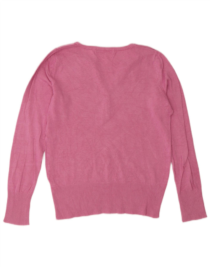 Marks & Spencer Womens Button Neck Jumper Sweater UK 8 Small Pink Viscose
