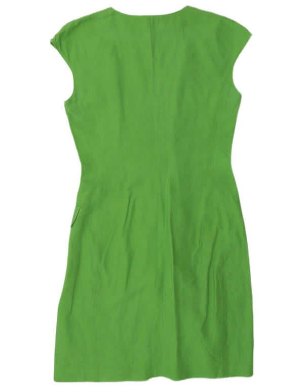 Marella Womens Short Sleeves Shirt Dress UK 12 Medium Green Linen