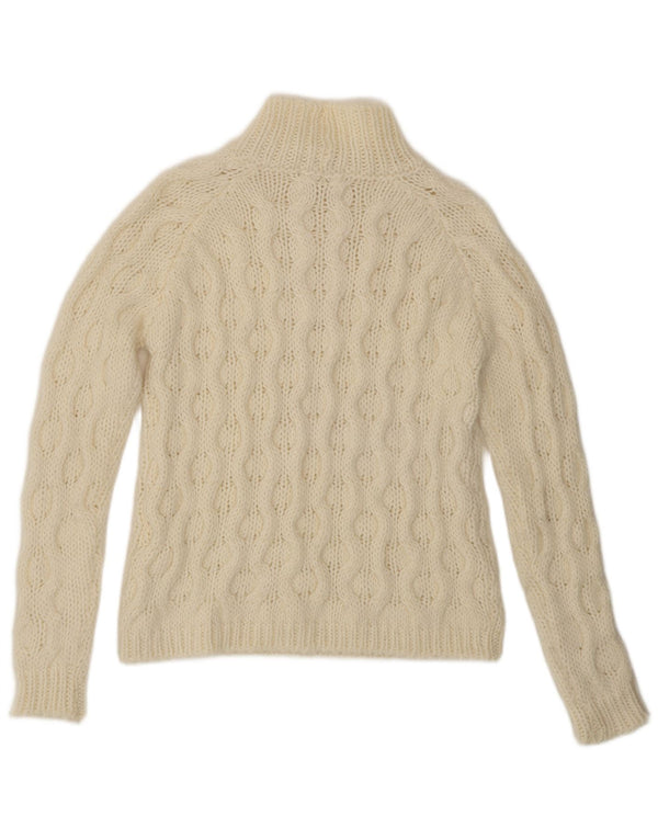 ELSANANDA Womens Turtle Neck Jumper Sweater UK 10 Small Off White Acrylic