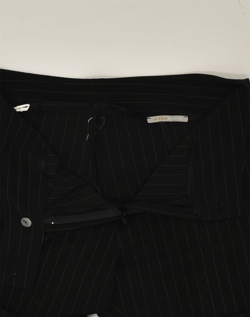 VINTAGE Womens Flare Suit Trousers W32 L29 Black Pinstripe Viscose | Vintage Vintage | Thrift | Second-Hand Vintage | Used Clothing | Messina Hembry 