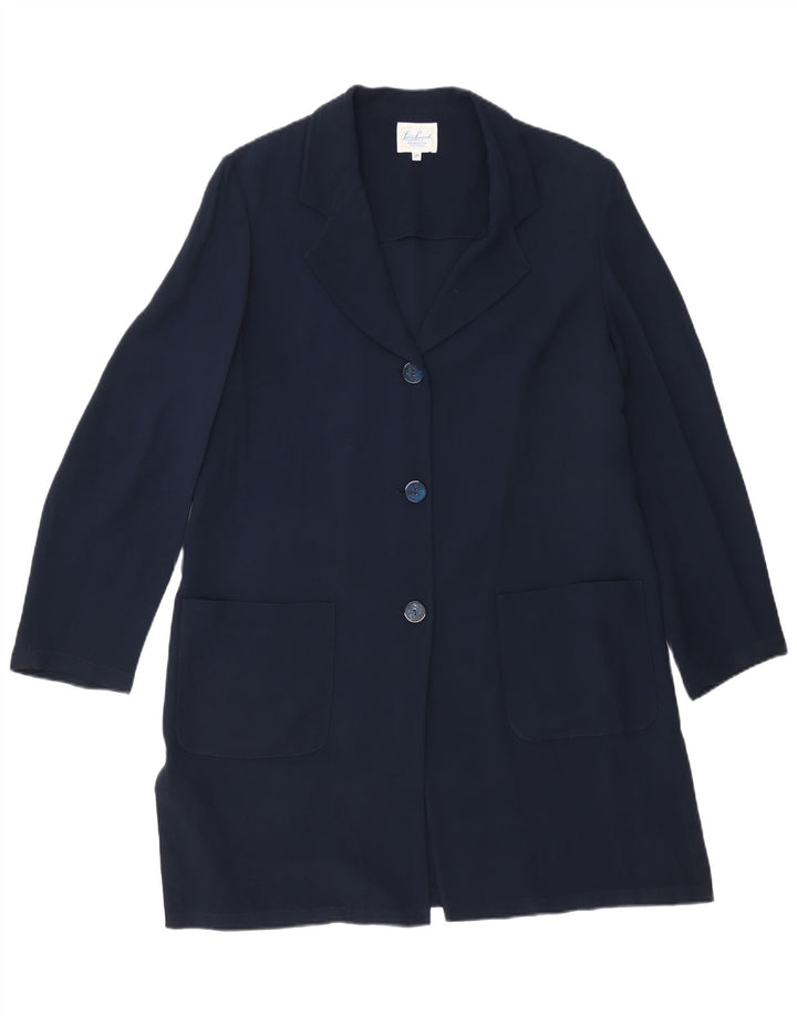 Luisa Spagnoli Womens Overcoat IT 50 XL Navy Blue Acetate