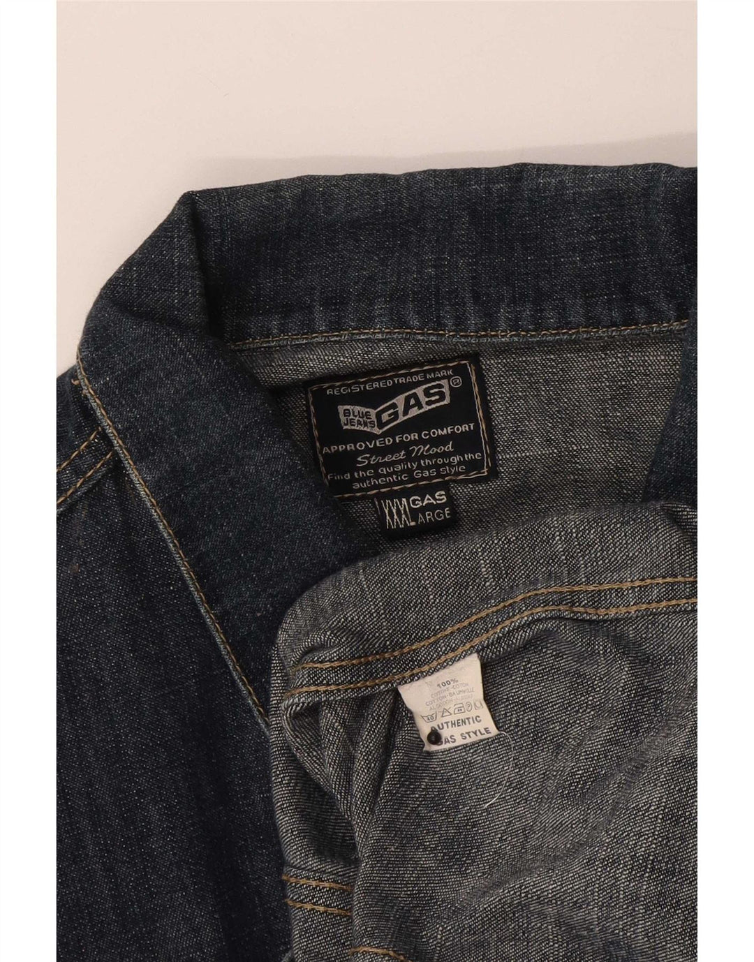 Gas Mens Denim Jacket UK 46 3XL Navy Blue Cotton