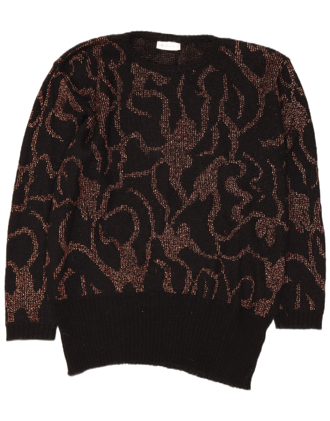 Dolores Womens Abstract Pattern Boat Neck Jumper Sweater EU 40 Medium Black