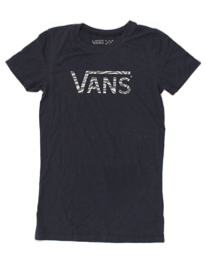 VANS Womens Graphic T-Shirt Top UK 6 XS Navy Blue | Vintage Vans | Thrift | Second-Hand Vans | Used Clothing | Messina Hembry 