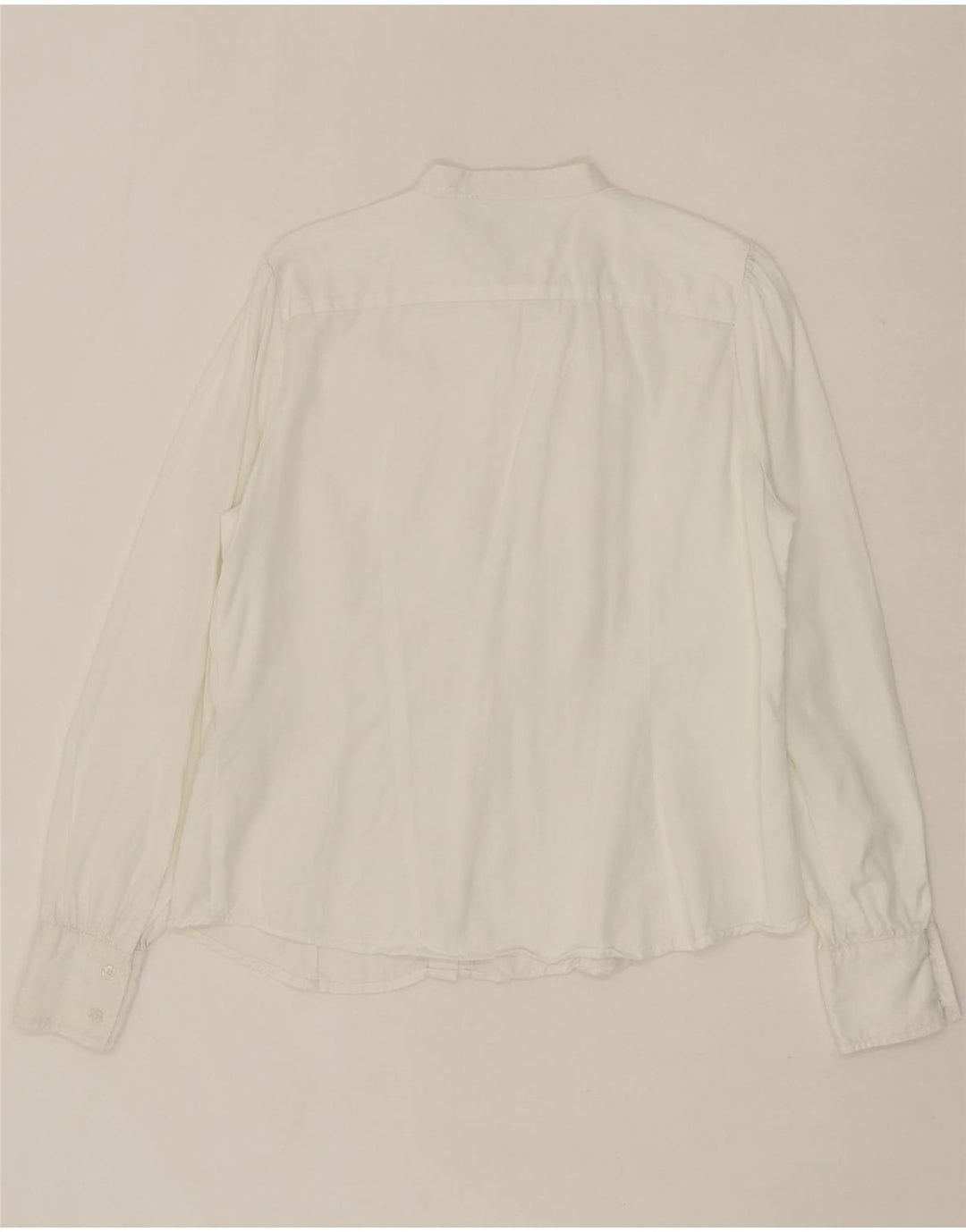 BENETTON Womens Ruffle Front Shirt UK 16 Large White Lyocell Vintage Benetton and Second-Hand Benetton from Messina Hembry 
