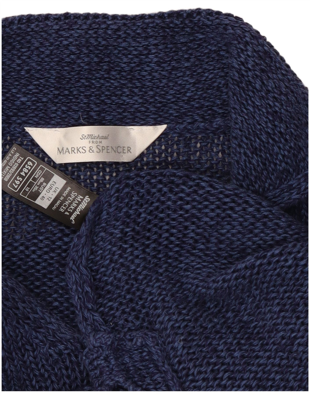 Marks & Spencer Womens Polo Neck Jumper Sweater UK 12 Medium Navy Blue