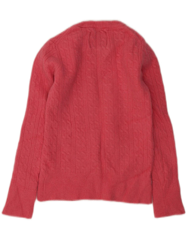 Jack Wills Womens Crop Crew Neck Jumper Sweater UK 6 XS Pink Merino Wool