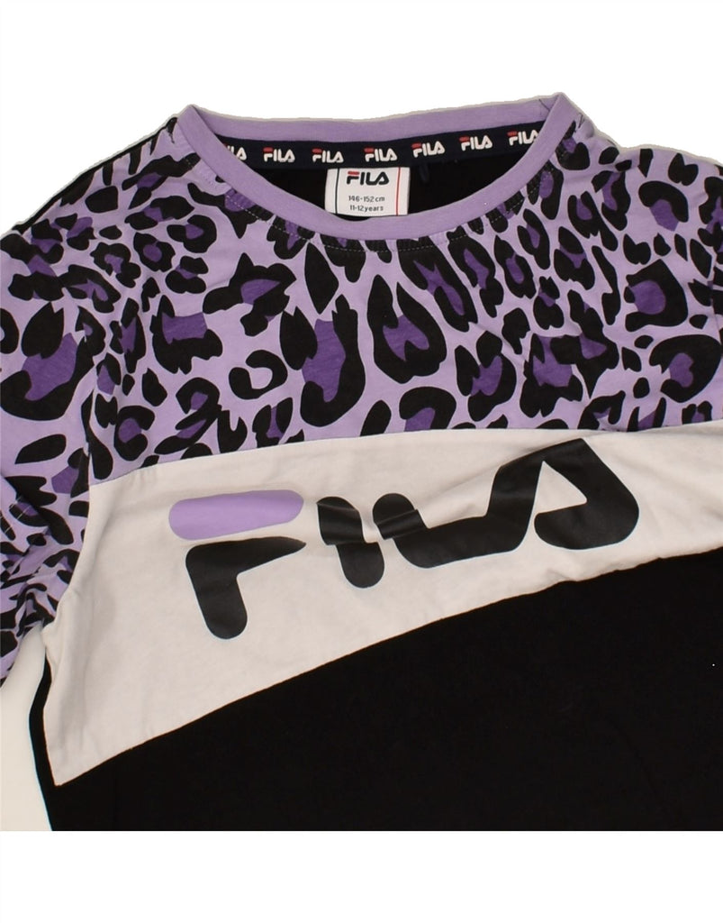 FILA Girls Graphic T-Shirt Top 11-12 Years Purple Animal Print Cotton | Vintage Fila | Thrift | Second-Hand Fila | Used Clothing | Messina Hembry 