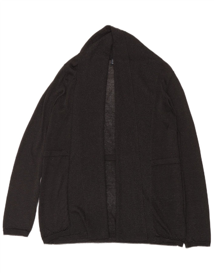 Zara Womens Open Cardigan Sweater UK 12 Medium Black Viscose