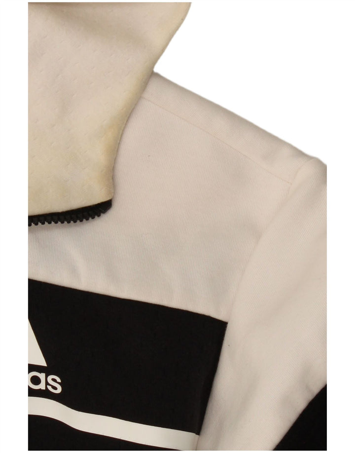 ADIDAS Mens Hooded Tracksuit Top Jacket Medium Black Colourblock Polyester