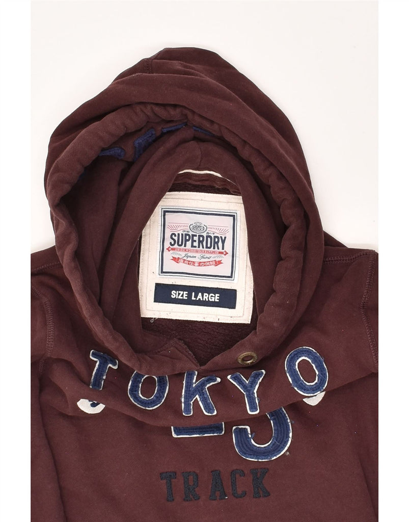 SUPERDRY Womens Graphic Hoodie Jumper UK 14 Large Maroon Cotton | Vintage Superdry | Thrift | Second-Hand Superdry | Used Clothing | Messina Hembry 