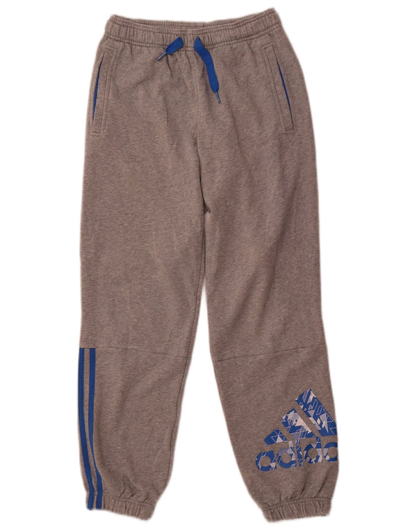 Adidas Boys Graphic Tracksuit Trousers Joggers 11-12 Years  Grey Cotton