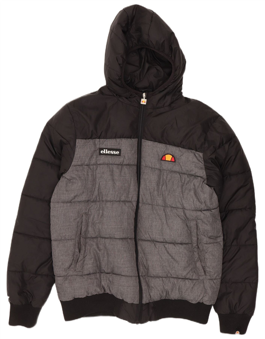 Ellesse Mens Hooded Padded Jacket UK 40 Large Black Colourblock Polyamide