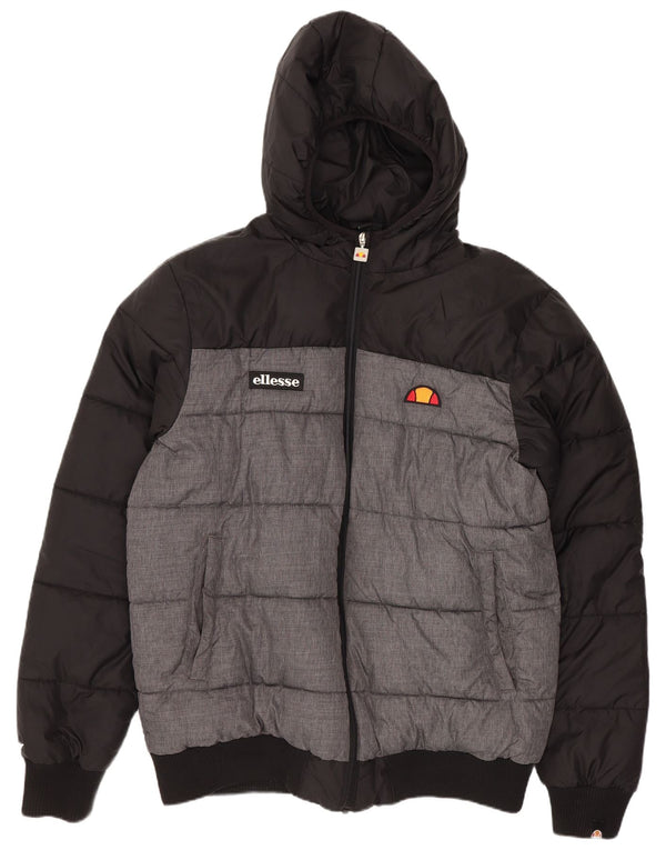 Ellesse Mens Hooded Padded Jacket UK 40 Large Black Colourblock Polyamide
