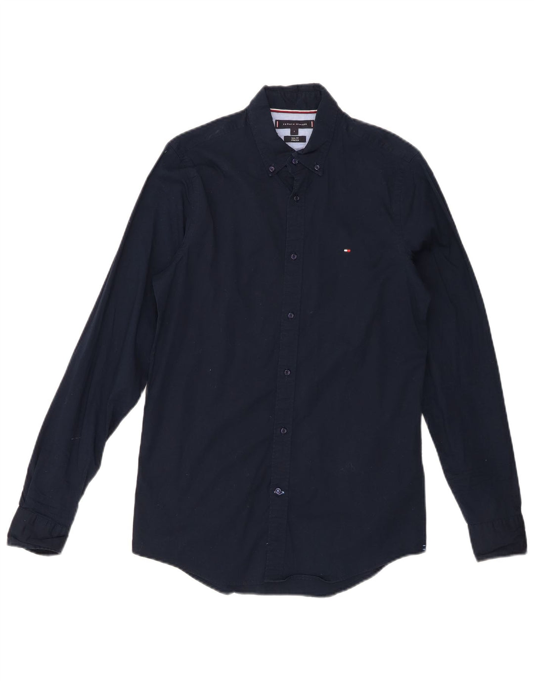 TOMMY HILFIGER Mens Slim Fit Shirt Small Navy Blue Cotton