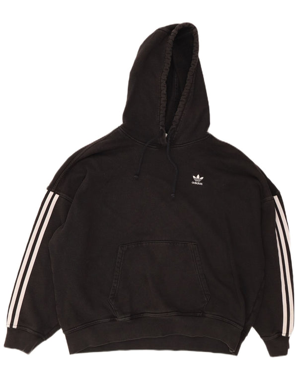 ADIDAS Womens Oversized Hoodie Jumper UK 10 Small Black Cotton