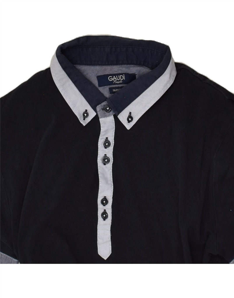 GAUDI Mens Polo Shirt Large Navy Blue Cotton | Vintage Gaudi | Thrift | Second-Hand Gaudi | Used Clothing | Messina Hembry 